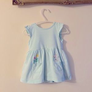 3/20 Carter’s Striped Blue Baby Girl Onesie Dress Size 12 Months